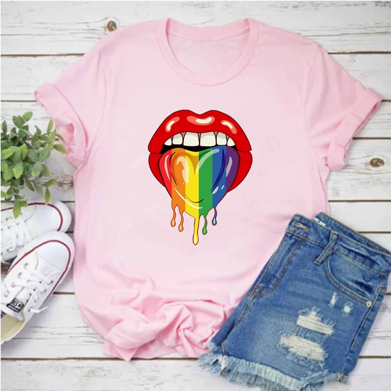Mayos Summer fun T-shirt women sexy clothes print painted lips short sleeve O neck 2020
Mayos Summer fun T-shirt women sexy clothes print painted lips short sleeve O neck 2020