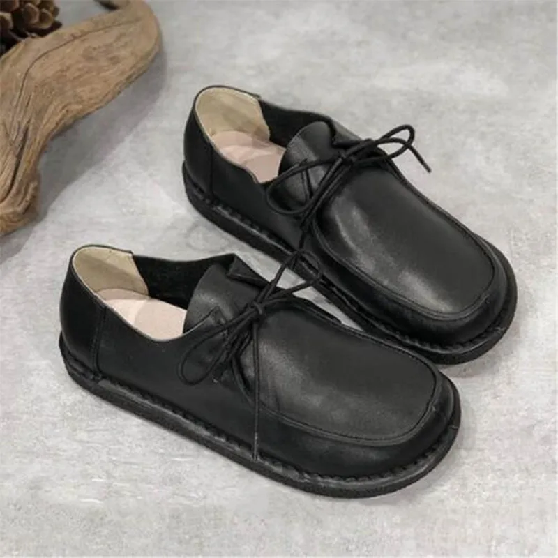 Women Loafers Shoes Cow Genuine Leather Females Shallow Flats Shoes Woman Lace Up Round Toe soft Retro Casual shoes for women
Women Loafers Shoes Cow Genuine Leather Females Shallow Flats Shoes Woman Lace Up Round Toe soft Retro Casual shoes for women