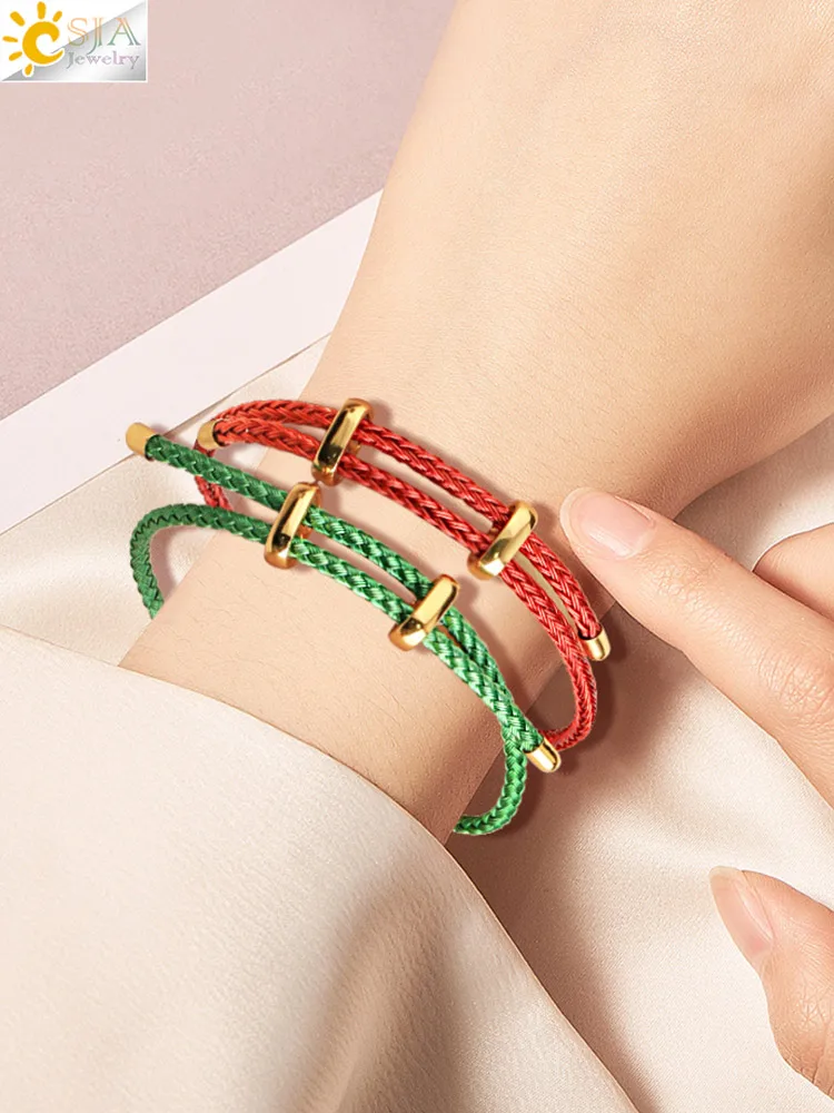 Red Black Steel Wire Adjustable Bangles Expandable Handmade Braided Rope Couple Bracelets for Women Men Jewelry String tous G434