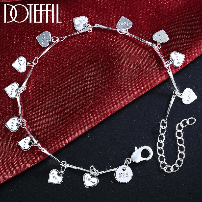 DOTEFFIL 925 Sterling Silver Full Love Heart Pendant Bracelet Chain For Women Fashion Wedding Engagement Party Charm Jewelry
DOTEFFIL 925 Sterling Silver Full Love Heart Pendant Bracelet Chain For Women Fashion Wedding Engagement Party Charm Jewelry