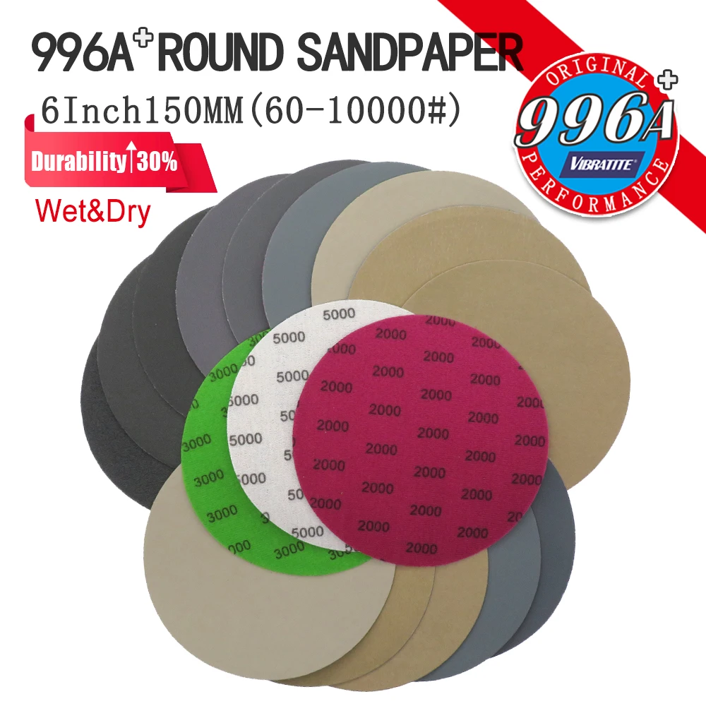 6 Inch Sanding Discs 60-10000 Grit Waterproof Hook & Loop Silicon Carbide Round Sandpaper 150mm for Sanding Grinder Polishing
6 Inch Sanding Discs 60-10000 Grit Waterproof Hook & Loop Silicon Carbide Round Sandpaper 150mm for Sanding Grinder Polishing