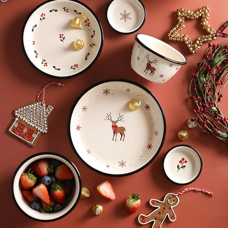 Retro Christmas Tableware Ceramic Bowl Dishes Plates Home Dining Plates Soup Bowls Noodle Bowl Kitchen Supplies Seasoning Plates
Retro Christmas Tableware Ceramic Bowl Dishes Plates Home Dining Plates Soup Bowls Noodle Bowl Kitchen Supplies Seasoning Plates