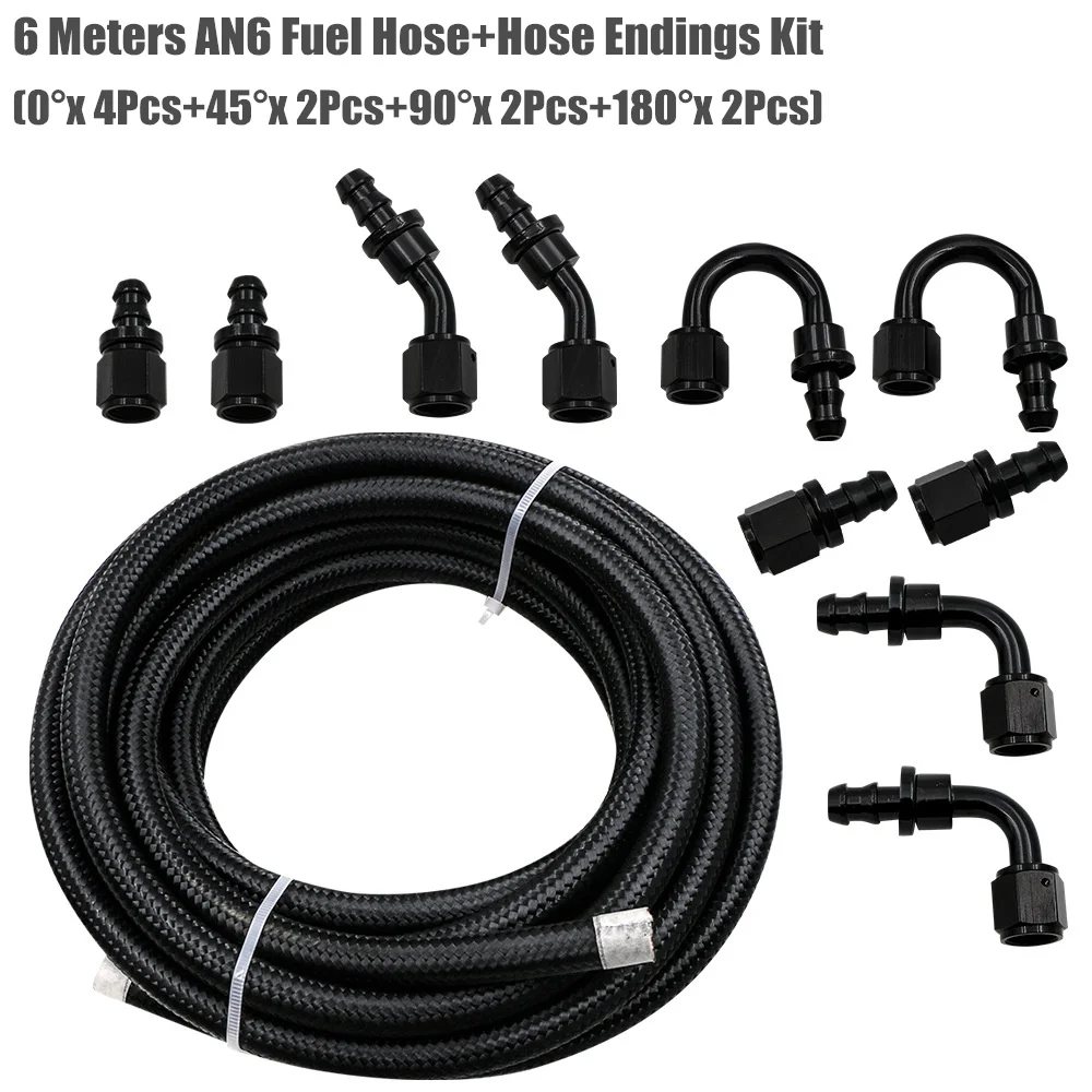 6 Meters Black AN6 Braided Fuel Hose Line with 0/45/90/180 Degrees Fuel Hose End Fitting Adapter Cooling Hose Pile Kit
6 Meters Black AN6 Braided Fuel Hose Line with 0/45/90/180 Degrees Fuel Hose End Fitting Adapter Cooling Hose Pile Kit