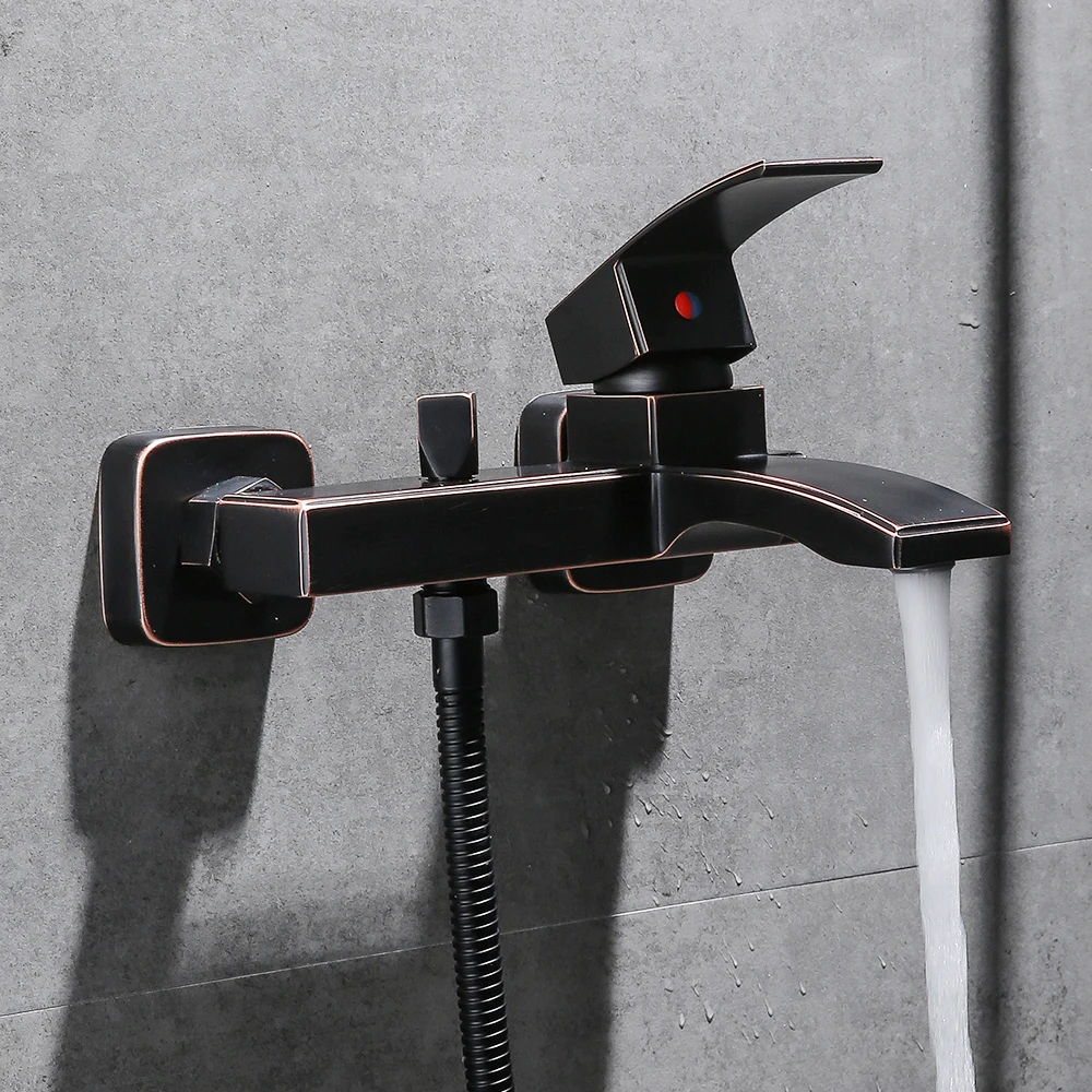 Shower Faucet Black Brass Wall Mount Bathtub Faucet Shower Square style Handheld Single Handle Luxury Bathroom Mixer Tap KA-002
Shower Faucet Black Brass Wall Mount Bathtub Faucet Shower Square style Handheld Single Handle Luxury Bathroom Mixer Tap KA-002