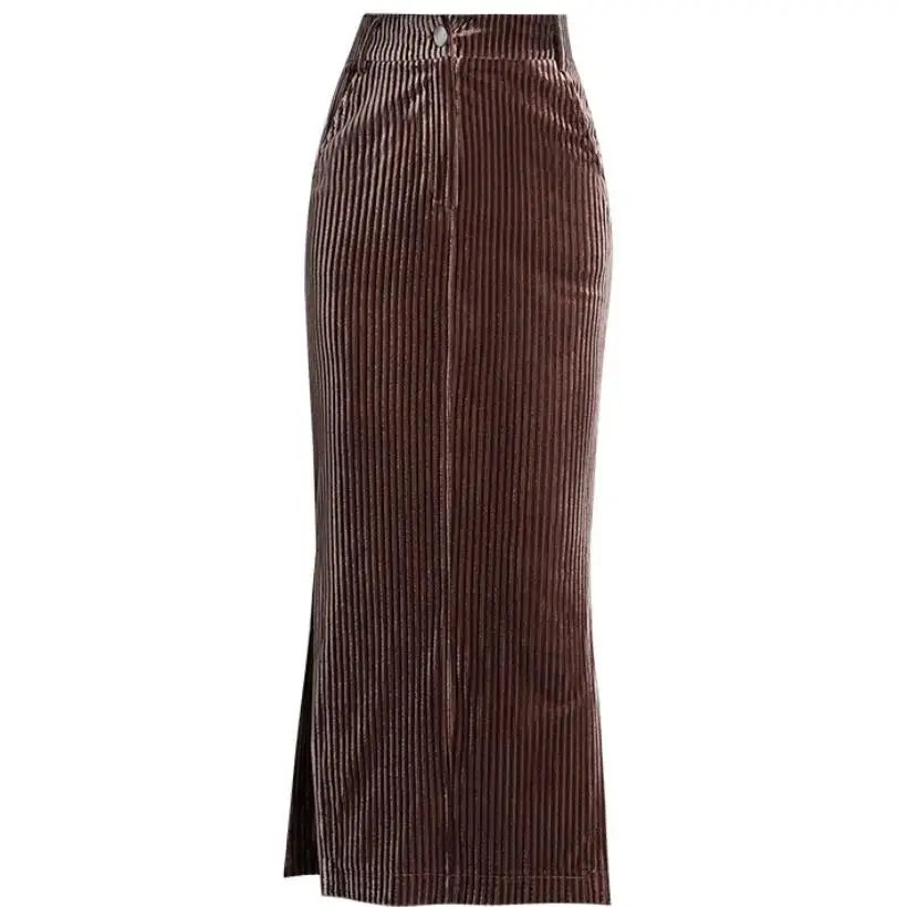 Corduroy package hip skirt women spring autumn high waist gold velvet split pencil skirt office lady
Corduroy package hip skirt women spring autumn high waist gold velvet split pencil skirt office lady