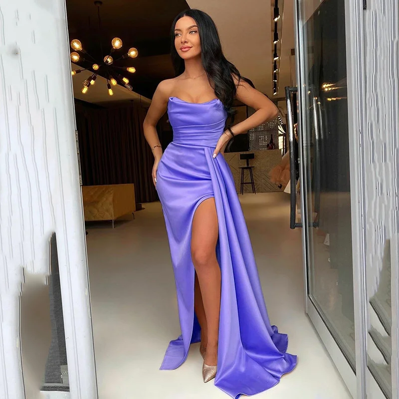 Funyue Charming Strapless Evening Dress 2022 Sexy Backless High Side Split Mermaid Satin Formal Party Prom Vestido De Noche
Funyue Charming Strapless Evening Dress 2022 Sexy Backless High Side Split Mermaid Satin Formal Party Prom Vestido De Noche