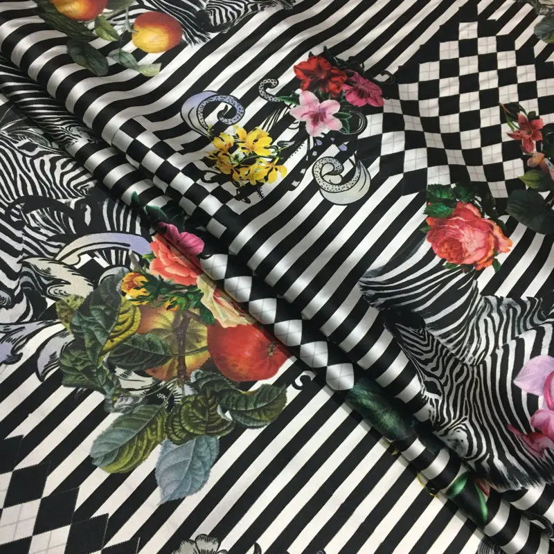 Geometric floral printing zebra stripes elastic silk stain cloth for sewing dress digital printing natural mulberry silk fabric
Geometric floral printing zebra stripes elastic silk stain cloth for sewing dress digital printing natural mulberry silk fabric