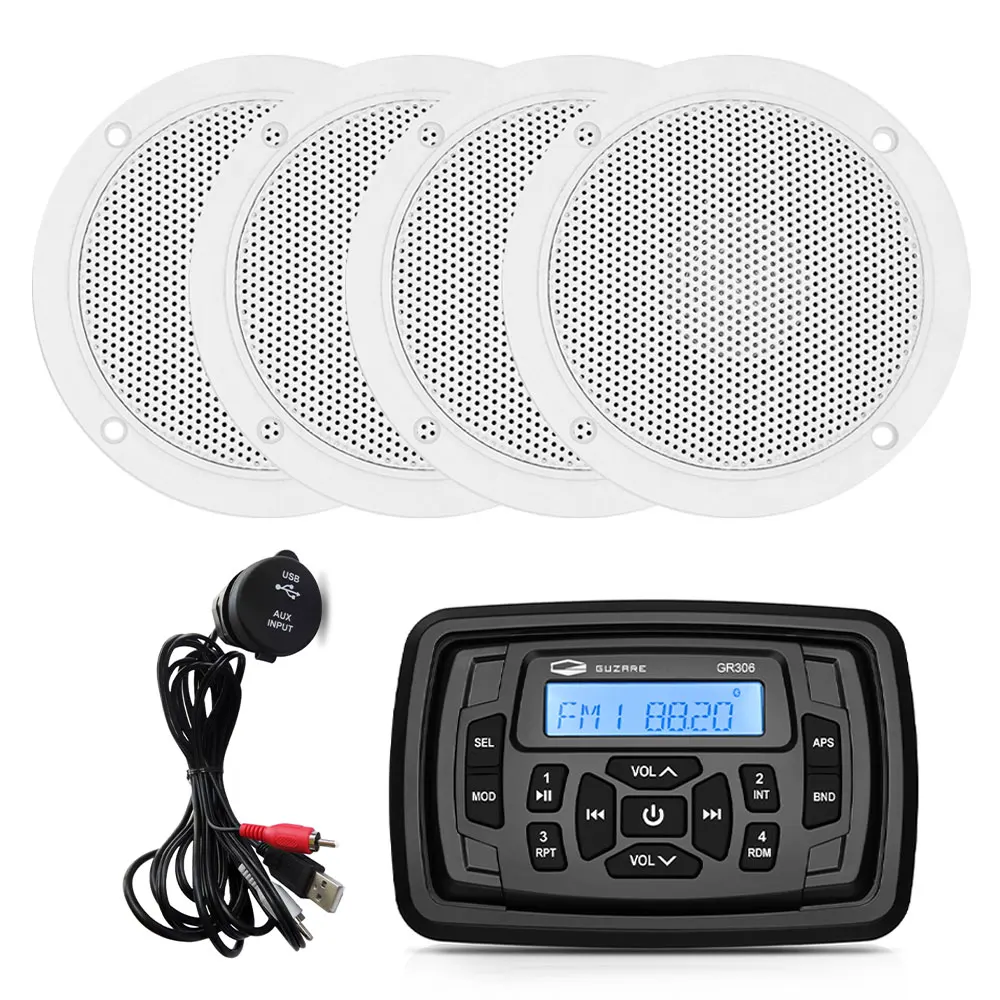 Marine Waterproof Radio Boat Audio Stereo Bluetooth Receiver FM Car MP3 Player+2Pairs 4inch Marine Boat Speaker+USB Audio Cable
Marine Waterproof Radio Boat Audio Stereo Bluetooth Receiver FM Car MP3 Player+2Pairs 4inch Marine Boat Speaker+USB Audio Cable