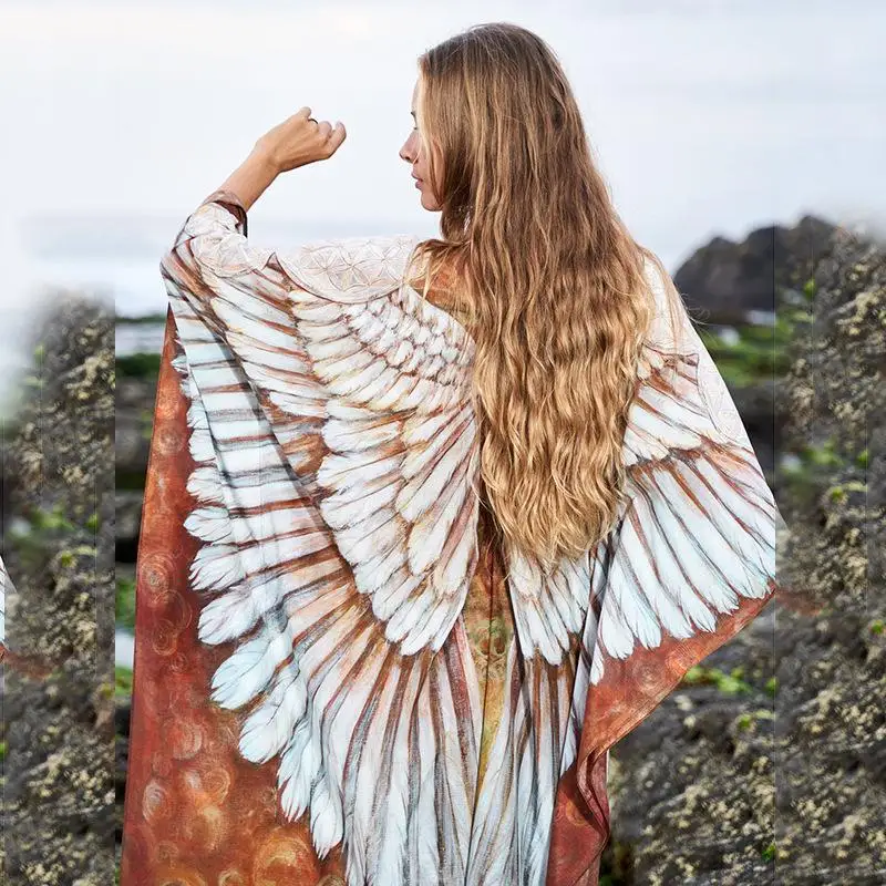 TEELYNN 2021 New Boho Feather Wings Print Dress Women Holiday Clothing Robe Cover Up Boho Summer Beachwear Loose Dresses
TEELYNN 2021 New Boho Feather Wings Print Dress Women Holiday Clothing Robe Cover Up Boho Summer Beachwear Loose Dresses