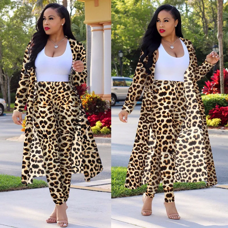 Ladies Casual 2 Piece Set Summer Long Sleeve Sexy Two Piece Pants Leopard Printed Coat and Bodycon Trousers Matching Women Sets
Ladies Casual 2 Piece Set Summer Long Sleeve Sexy Two Piece Pants Leopard Printed Coat and Bodycon Trousers Matching Women Sets
