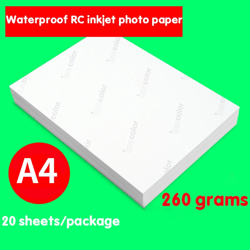 20 Sheets/pack A4 High Quality Photo Paper 260g Waterproof Glossy Photo Paper, Suitable for Household Color Inkjet Photo Printer
20 Sheets/pack A4 High Quality Photo Paper 260g Waterproof Glossy Photo Paper, Suitable for Household Color Inkjet Photo Printer