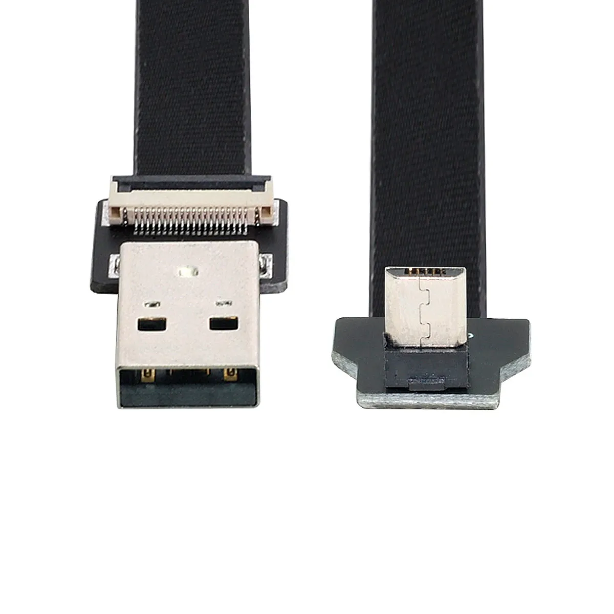 USB 2.0 Type-A Male to Up Angled Micro USB 5Pin Male Data Flat Slim FPC Cable for FPV & Disk & Phone
USB 2.0 Type-A Male to Up Angled Micro USB 5Pin Male Data Flat Slim FPC Cable for FPV & Disk & Phone