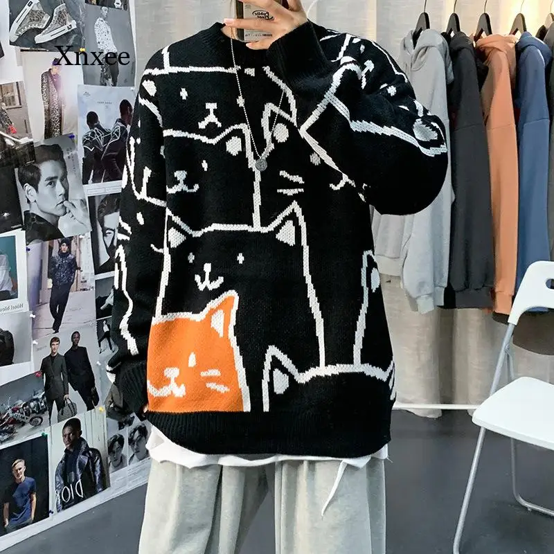 Man Cat Sweater Cute Cartoon Fashion Sweater O-Neck Knitted Men's Autumn Winter New Loose Fit Couple Pullovers Lady Knit Coat
Man Cat Sweater Cute Cartoon Fashion Sweater O-Neck Knitted Men's Autumn Winter New Loose Fit Couple Pullovers Lady Knit Coat