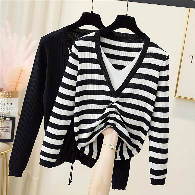 4XL Sweater Pullovers Women Spring Striped V neck Comfortable All-match Breathable Girls Kawaii Leisure Casual Streetwear Ins
4XL Sweater Pullovers Women Spring Striped V neck Comfortable All-match Breathable Girls Kawaii Leisure Casual Streetwear Ins
