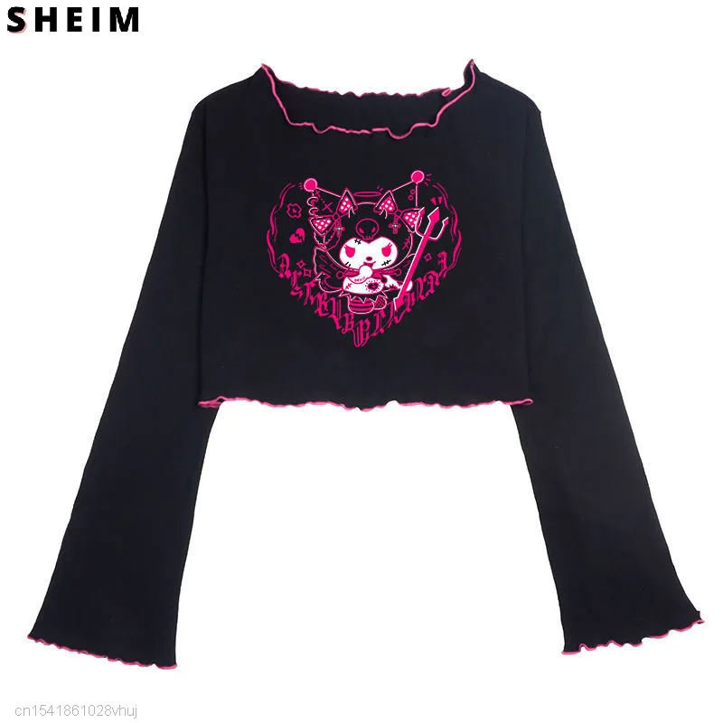 Sanrio Y2k Tops Tees Long Sleeve Kuromi T Shirt Cotton Kawaii Graphic Tshirt For Women's Aesthetic Clothes Casual Female Girls
Sanrio Y2k Tops Tees Long Sleeve Kuromi T Shirt Cotton Kawaii Graphic Tshirt For Women's Aesthetic Clothes Casual Female Girls