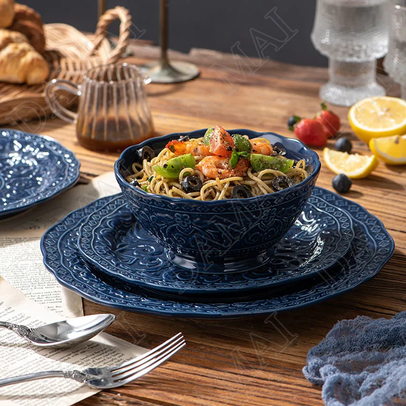 Retro Ceramic Plate Set Relief Craft Restaurant Serving Tray Overglaze Western Steak Dish European Dishes and Plates Sets
Retro Ceramic Plate Set Relief Craft Restaurant Serving Tray Overglaze Western Steak Dish European Dishes and Plates Sets