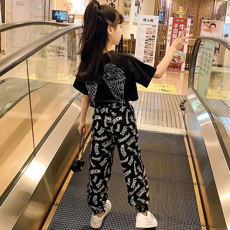 Girls Clothes Set wings Shirt + Loose Pants 2PCS Girl Summer Clothing Set Fashion Kids Girls Clothes5-10Year
Girls Clothes Set wings Shirt + Loose Pants 2PCS Girl Summer Clothing Set Fashion Kids Girls Clothes5-10Year