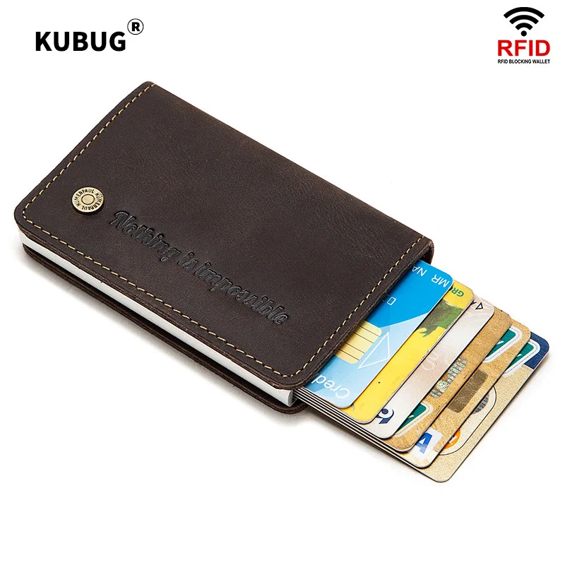 KUBUG Genuine Leather Wallet Slim Rfid Blocking Protection ID Credit Card Holder Men Metal Aluminum Automatic Business Purse
KUBUG Genuine Leather Wallet Slim Rfid Blocking Protection ID Credit Card Holder Men Metal Aluminum Automatic Business Purse
