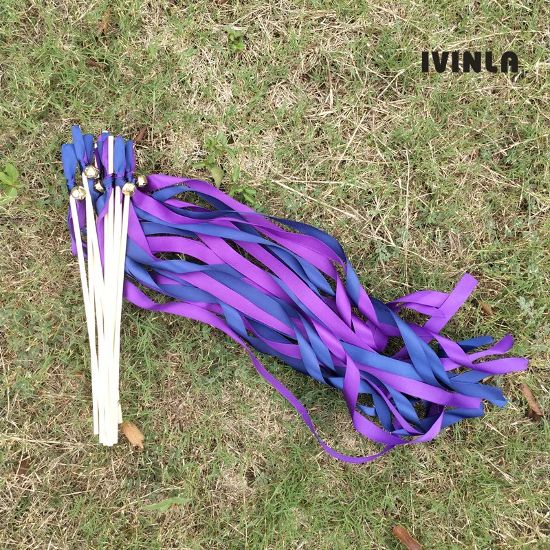 50pcs/lot Navy and purple wedding ribbon wands with gold bell for Event Party Supplies Wedding
50pcs/lot Navy and purple wedding ribbon wands with gold bell for Event Party Supplies Wedding