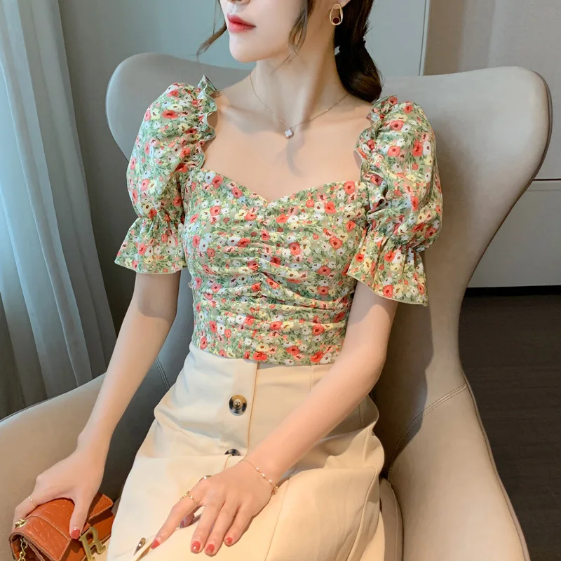 Women V Neck Chic Ruched Floral Print Casual Slim Blouse Female Puff Sleeve Elastic Shirts Leisure Chemise Tops Dames Blouse
Women V Neck Chic Ruched Floral Print Casual Slim Blouse Female Puff Sleeve Elastic Shirts Leisure Chemise Tops Dames Blouse