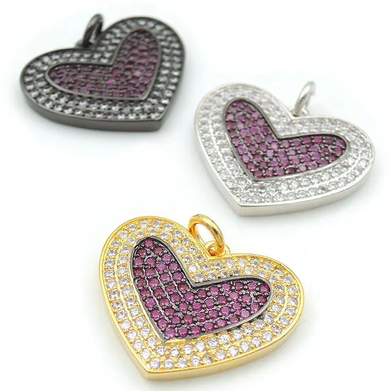 20*17*3mm Micro Pave Clear&Fuchsin CZ Heart Charm Fit For Men Or Women Making Necklaces Jewelry
20*17*3mm Micro Pave Clear&Fuchsin CZ Heart Charm Fit For Men Or Women Making Necklaces Jewelry