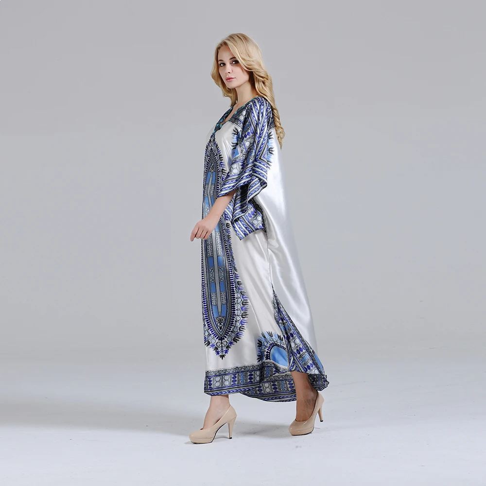 African Dashiki Dress Women Africa Ethnic Blue and White Soft Silk Long Dresses Free Size
African Dashiki Dress Women Africa Ethnic Blue and White Soft Silk Long Dresses Free Size