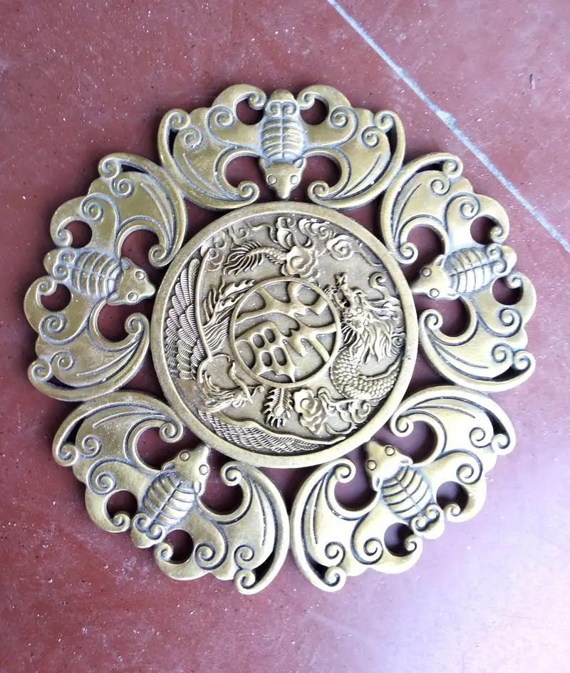 Vintage wall hang screen Talisman decoration with Dragon Phoenix Chinese "FU" pure Copper
Vintage wall hang screen Talisman decoration with Dragon Phoenix Chinese "FU" pure Copper
