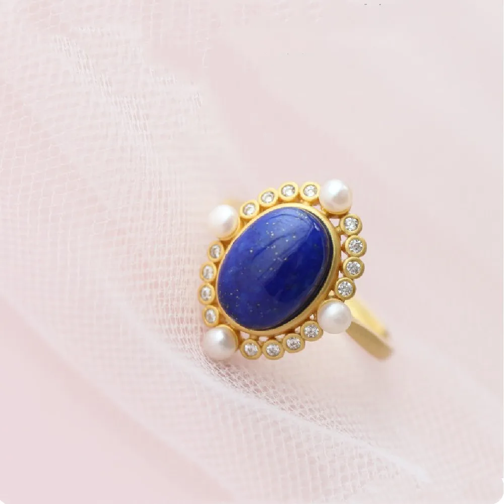 New Natural Lapis Lazuli Inlaid 925 Sterling Silver Gold-Plated AAA Zircon Natural Pearl Rings Ms. Ring
New Natural Lapis Lazuli Inlaid 925 Sterling Silver Gold-Plated AAA Zircon Natural Pearl Rings Ms. Ring