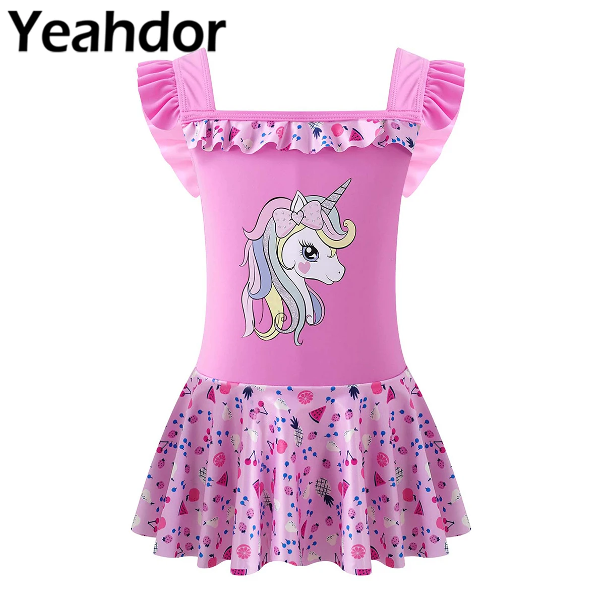 Kids Girls One-piece Swimwear Beachwear Ruffle Trim Cartoon Print Dress Bodysuit with Hat Children Swimming Bathing Rashguard
Kids Girls One-piece Swimwear Beachwear Ruffle Trim Cartoon Print Dress Bodysuit with Hat Children Swimming Bathing Rashguard
