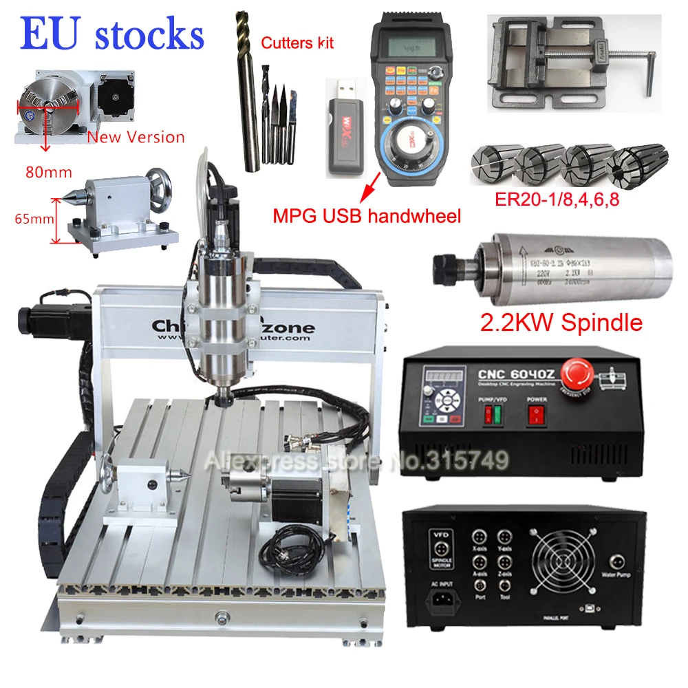 CNC 6040 USB Mach3 управление 2,2 кВт 4-осевой фрезерный станок с ЧПУ станок для резьбы по дереву деревообрабатывающий фрезерный гравер с охлаждением
CNC 6040 USB Mach3 управление 2,2 кВт 4-осевой фрезерный станок с ЧПУ станок для резьбы по дереву деревообрабатывающий фрезерный гравер с охлаждением