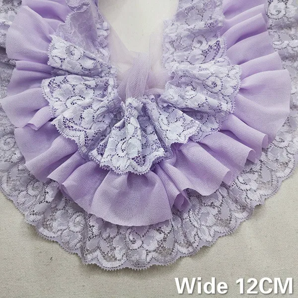 12CM Wide Luxury Three Layers 3D Pleated Chiffon Embroidered Lace Applique Trim Dress Collar Fringe Ribbon DIY Sewing Supplies
12CM Wide Luxury Three Layers 3D Pleated Chiffon Embroidered Lace Applique Trim Dress Collar Fringe Ribbon DIY Sewing Supplies