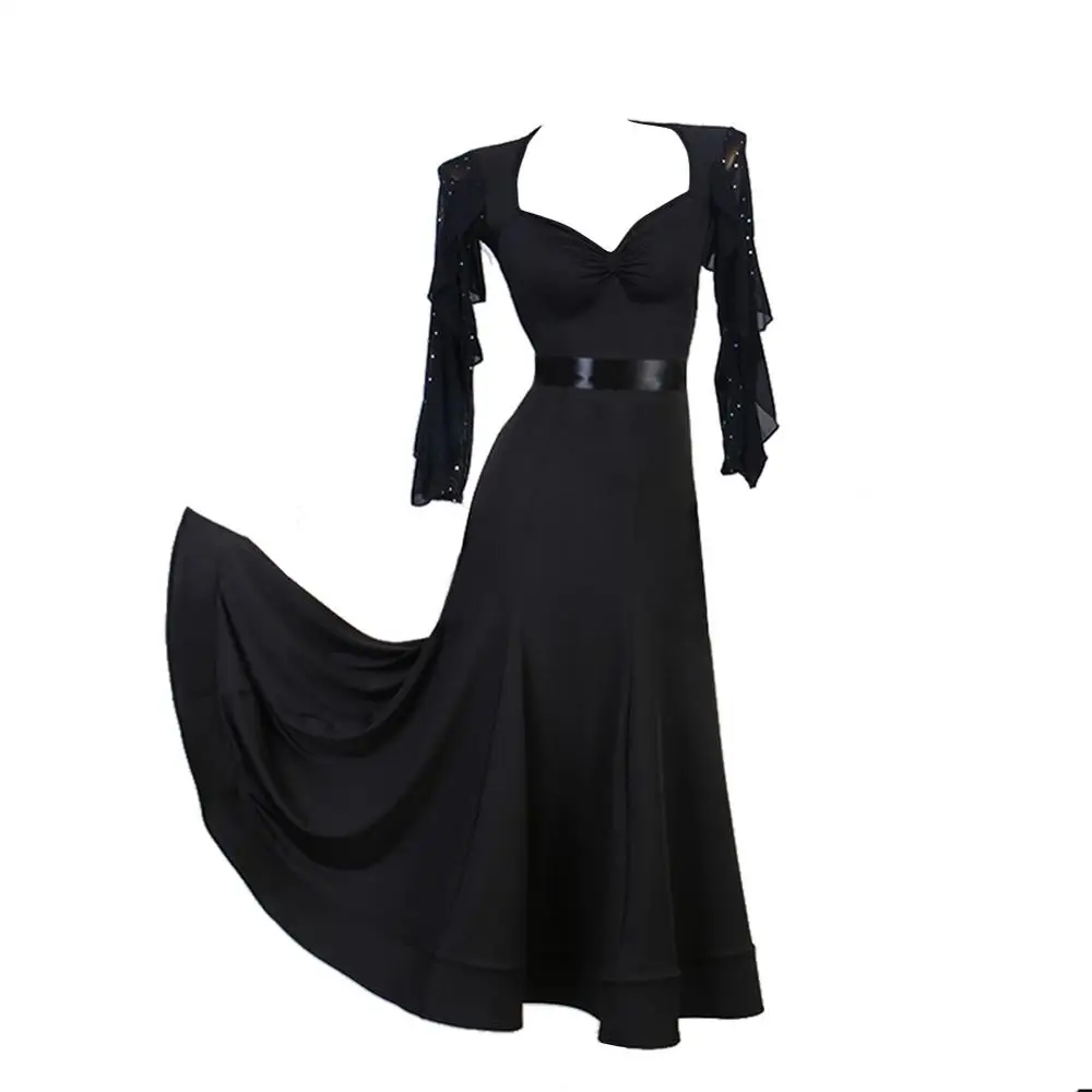 Rhinestones Ballroom Dance Suit Black Practice Dancewear Ruffles Standard Competition Dresses Long Sleeves Stage Costume Dress
Rhinestones Ballroom Dance Suit Black Practice Dancewear Ruffles Standard Competition Dresses Long Sleeves Stage Costume Dress