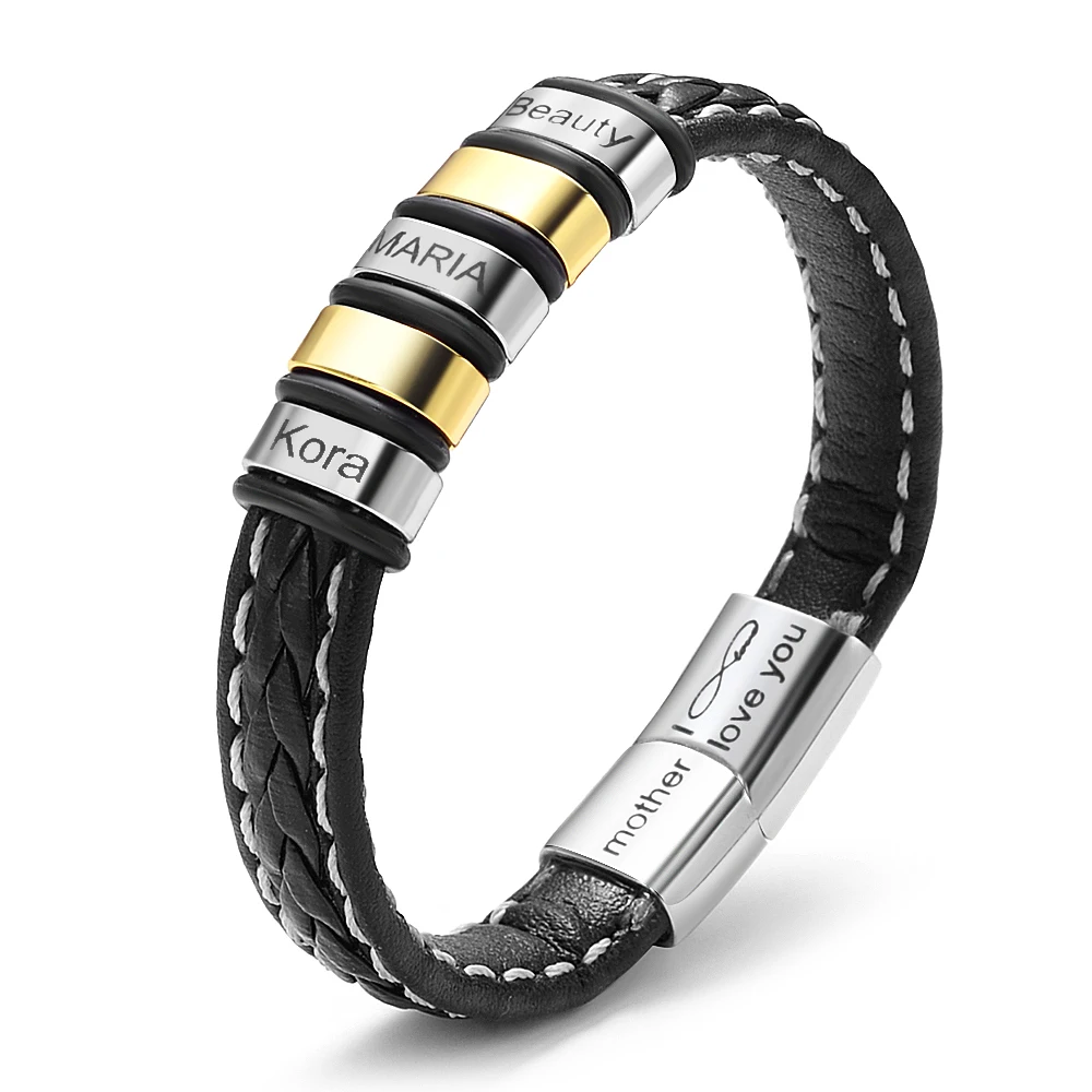 Free Shipping Personalized Leather Bracelet With Stainless Steel Custom Family Name Beads Customized Bangle For Unisex
Free Shipping Personalized Leather Bracelet With Stainless Steel Custom Family Name Beads Customized Bangle For Unisex