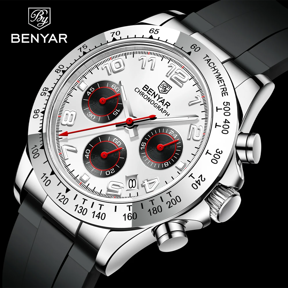 BENYAR 2021 New Stainless Steel Chronograph Top Brand Men Quartz Wristwatches 30M Waterproof Sports Watch for Men reloj hombre
BENYAR 2021 New Stainless Steel Chronograph Top Brand Men Quartz Wristwatches 30M Waterproof Sports Watch for Men reloj hombre