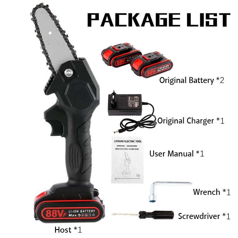 1080/1200W One-Hand Saw Woodworking Electric Chain Saw Wood Cutter Cordless Rechargeable Electric Saws Garden Logging 4/6 Inch
1080/1200W One-Hand Saw Woodworking Electric Chain Saw Wood Cutter Cordless Rechargeable Electric Saws Garden Logging 4/6 Inch