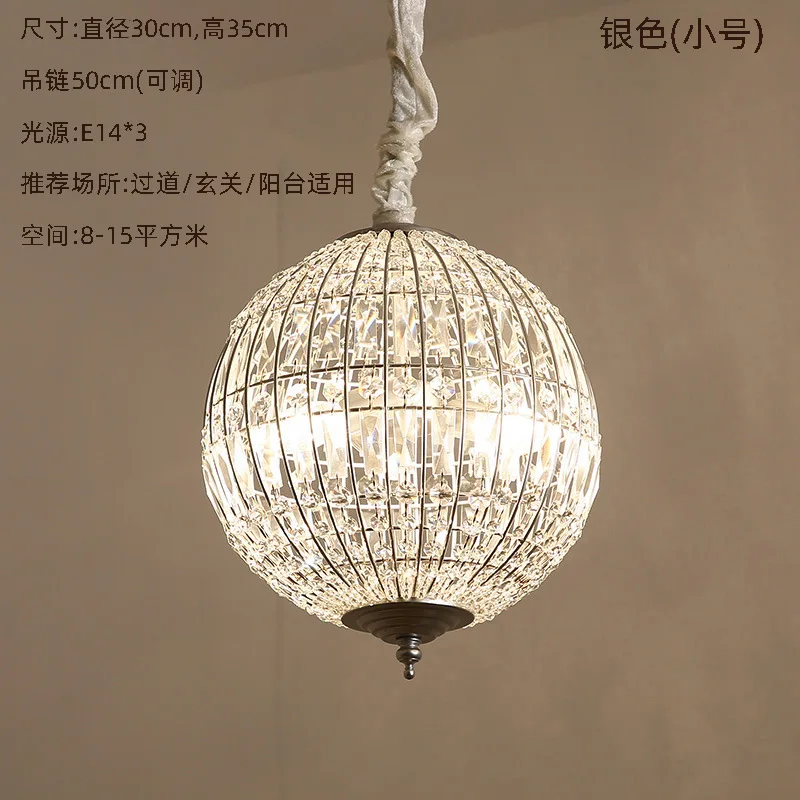 American Creative Retro Silver Orb Crystal Chandelier For Living Room Light Bedroom Hanging Pendant Light LED Lamp E14 85-265V
American Creative Retro Silver Orb Crystal Chandelier For Living Room Light Bedroom Hanging Pendant Light LED Lamp E14 85-265V
