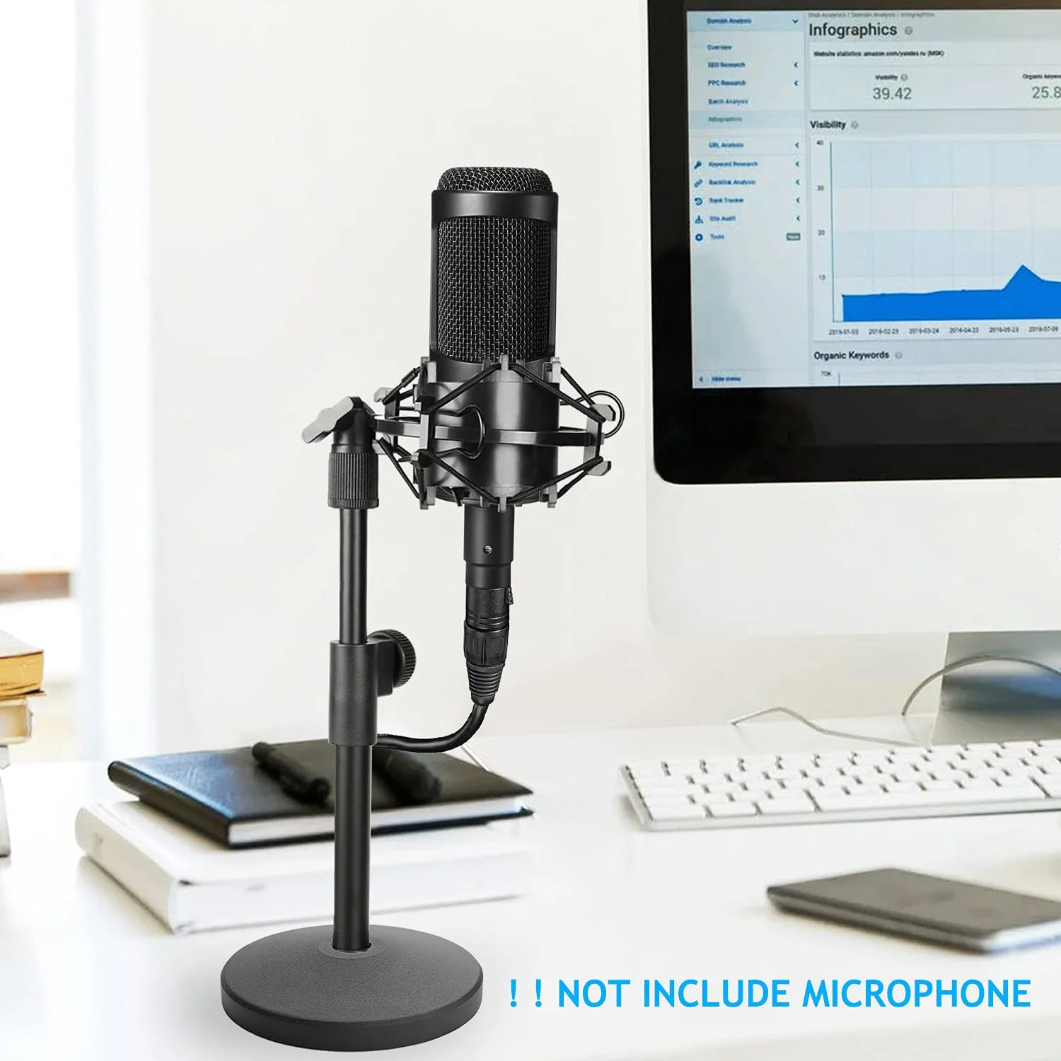 Desk Mic Stand Adjustable Metal Table Microphone Stand with Shock Mount for K669 AT2020 Bm 800 Microphone
Desk Mic Stand Adjustable Metal Table Microphone Stand with Shock Mount for K669 AT2020 Bm 800 Microphone