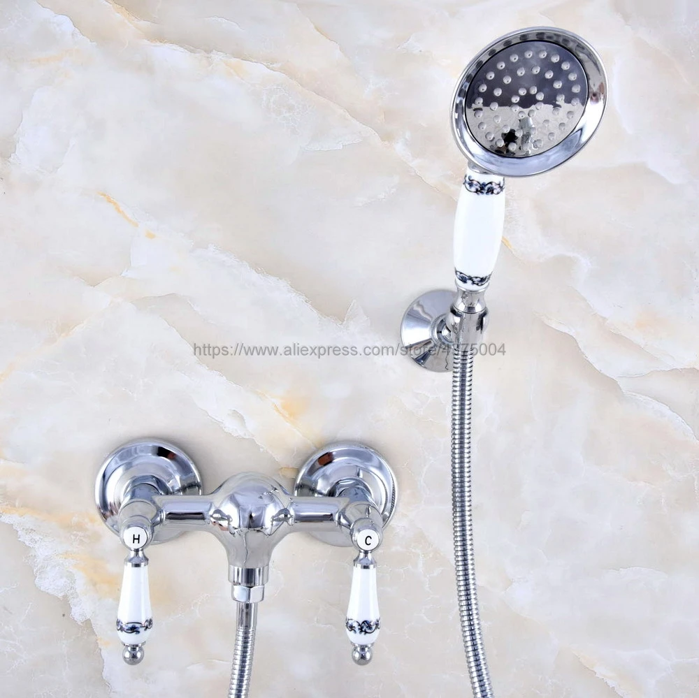 Polished Chrome Wall Mounted Bathroom Bath Faucet Mixer Tap With Hand Shower Head Shower Faucet Set Nna785
Polished Chrome Wall Mounted Bathroom Bath Faucet Mixer Tap With Hand Shower Head Shower Faucet Set Nna785