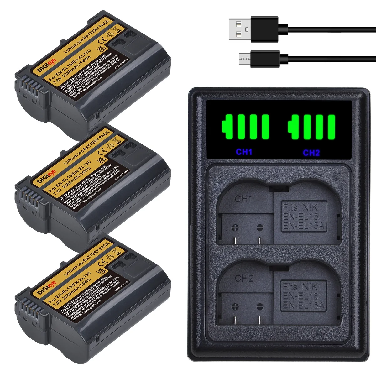 EN-EL15C EL15C Camera Batteries With Dual Charger for Nikon EN-EL15C EL15A EL15 battery,Nikon Z5, Z6, Z6II, Z7, Z7II camera etc
EN-EL15C EL15C Camera Batteries With Dual Charger for Nikon EN-EL15C EL15A EL15 battery,Nikon Z5, Z6, Z6II, Z7, Z7II camera etc