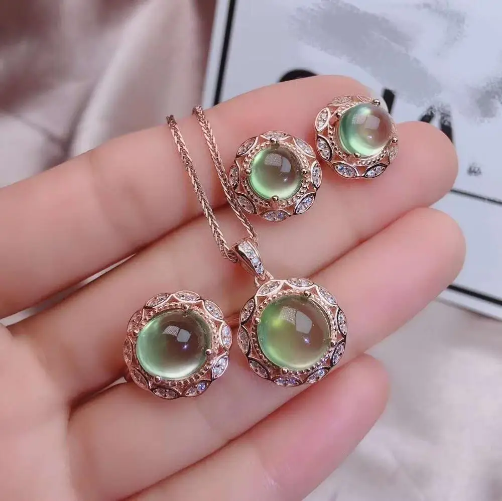 Real Natural Prehnite jewelry set Natural Real Prehnite 925 sterling silver 1pc pendant,1pc ring,2pcs Earring
Real Natural Prehnite jewelry set Natural Real Prehnite 925 sterling silver 1pc pendant,1pc ring,2pcs Earring