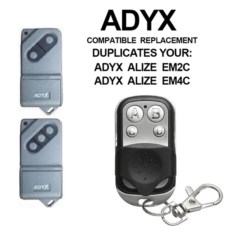 Пульт дистанционного управления ADYX, 433, копировальный аппарат Mhz, для ADYX, ALIZE EM2C / ALIZE EM4C, брелок для дверей гаража, ворот
Пульт дистанционного управления ADYX, 433, копировальный аппарат Mhz, для ADYX, ALIZE EM2C / ALIZE EM4C, брелок для дверей гаража, ворот