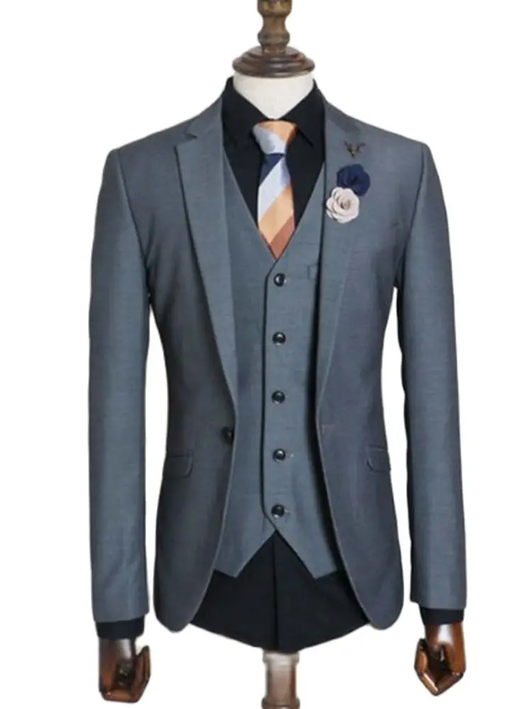 Classic Business Blazer Trousers Groom Men Suits Grey 3pcs Costume Homme Groom Wedding Bridegroom Clothes Dinner Party Wear Suit
Classic Business Blazer Trousers Groom Men Suits Grey 3pcs Costume Homme Groom Wedding Bridegroom Clothes Dinner Party Wear Suit