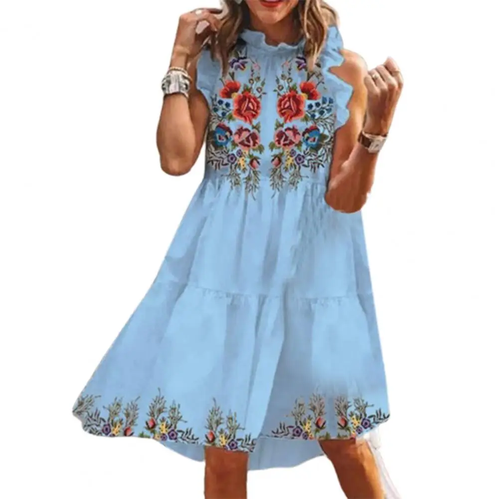 Fashion Dress Women Summer Dress Floral Print Loose Sleeveless Ruffle Knee-length Streetwear Party Dresses
Fashion Dress Women Summer Dress Floral Print Loose Sleeveless Ruffle Knee-length Streetwear Party Dresses