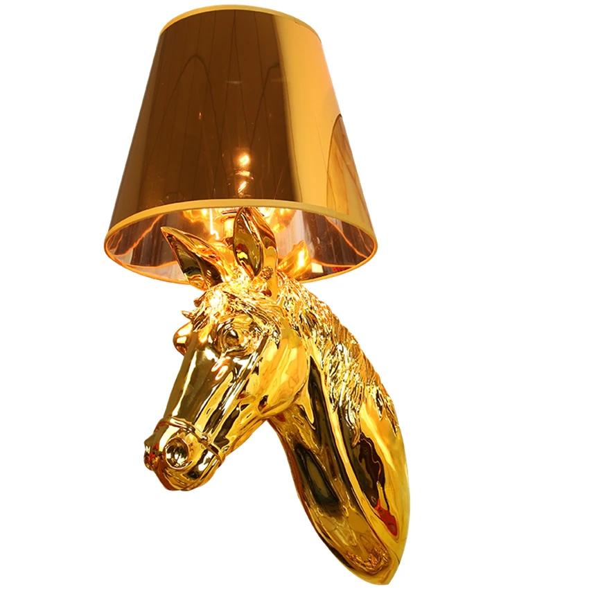 European gold resin horse head wall lamps bedroom living room retro lamp modern luxury hotel aisle decor sconces lights lighting
European gold resin horse head wall lamps bedroom living room retro lamp modern luxury hotel aisle decor sconces lights lighting