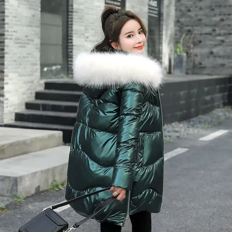 2021 New Women Jacket Winter Parkas Long Coat Fur Collar Hooded Glossy Overcoat Female Cotton Padded Parka Waterproof Outwear
2021 New Women Jacket Winter Parkas Long Coat Fur Collar Hooded Glossy Overcoat Female Cotton Padded Parka Waterproof Outwear