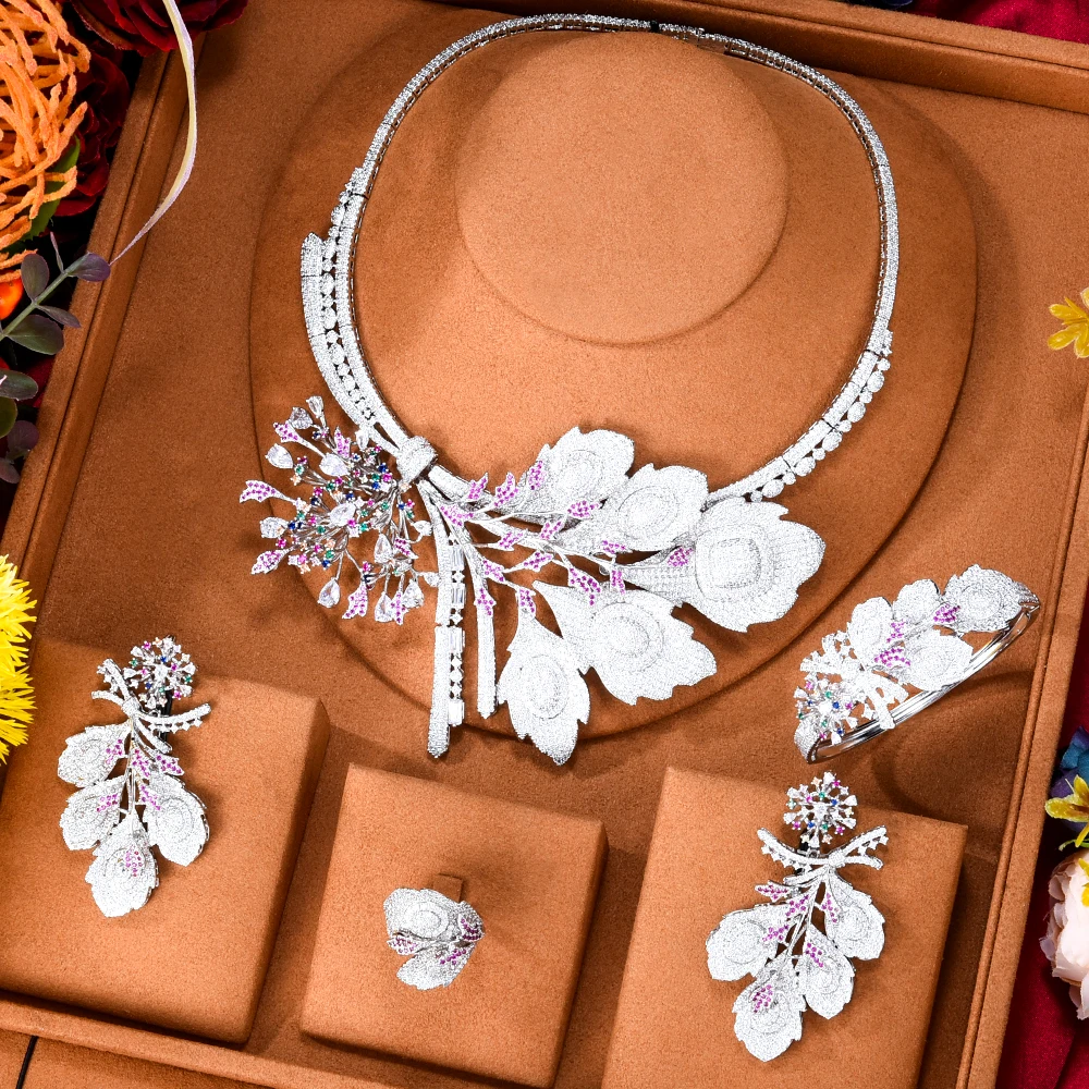 Siscathyy Indian Luxury Full Micro Cubic Zircon Necklace Wedding Gorgeous Fine Jewelry Set For Women Earrings Collar Accessories
Siscathyy Indian Luxury Full Micro Cubic Zircon Necklace Wedding Gorgeous Fine Jewelry Set For Women Earrings Collar Accessories