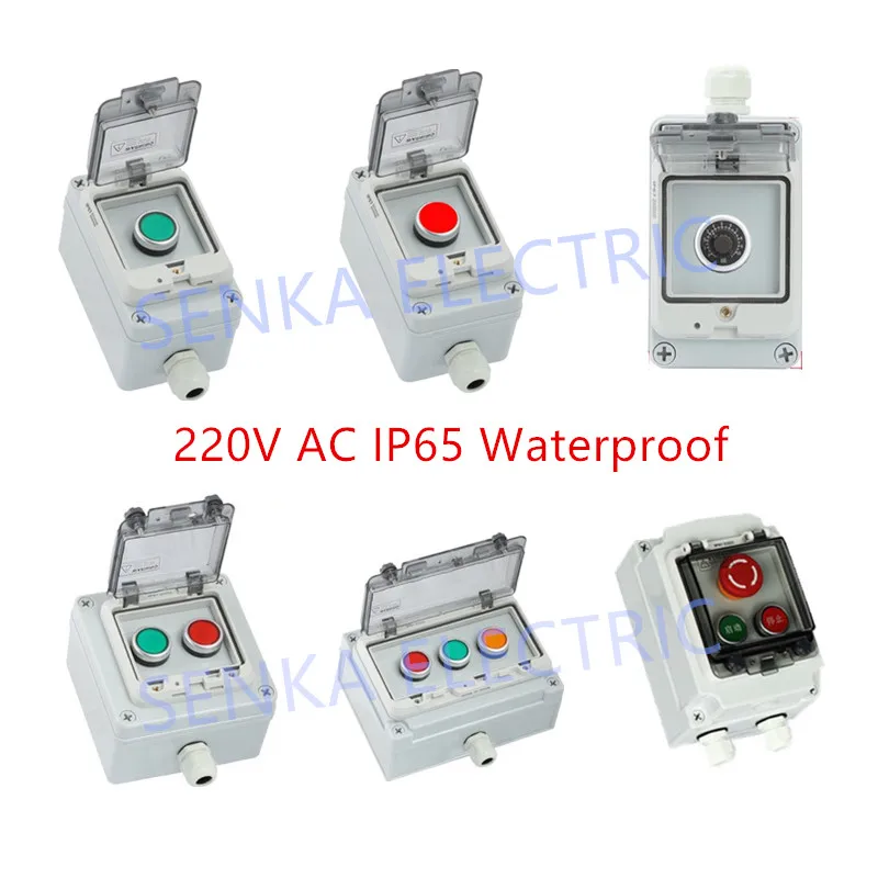 Outdoor Waterproof IP65 Button Control Switch Box 220VAC Emergency Stop Start Indication Lamp Self Recovery Switch Junction Box
Outdoor Waterproof IP65 Button Control Switch Box 220VAC Emergency Stop Start Indication Lamp Self Recovery Switch Junction Box