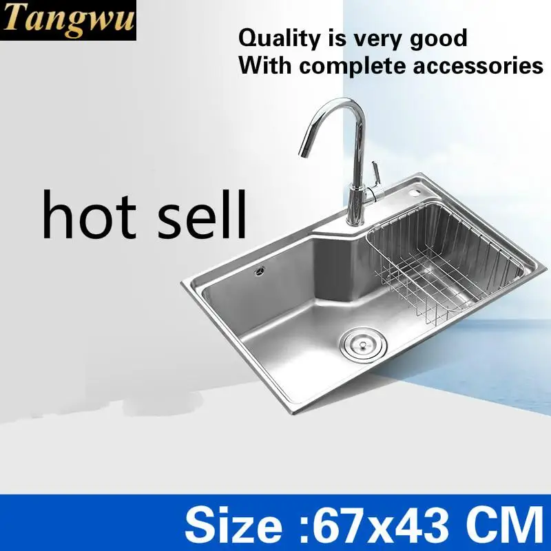 Free shipping Hot sell luxury kitchen single trough sink wash the dishes standard 304 food-grade stainless steel 670x430 MM
Free shipping Hot sell luxury kitchen single trough sink wash the dishes standard 304 food-grade stainless steel 670x430 MM