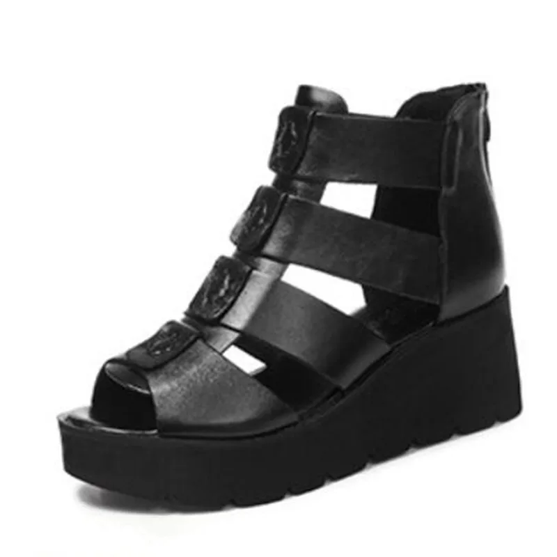 2024 Summer New Fashion Fish Mouth Cowhide Leather Sandals Comfort Non-slip Platform Wedge Sandals Concise Black Women Sandals
2024 Summer New Fashion Fish Mouth Cowhide Leather Sandals Comfort Non-slip Platform Wedge Sandals Concise Black Women Sandals