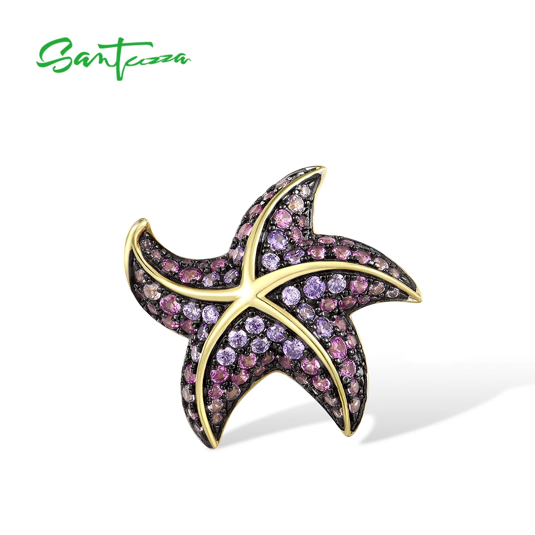 SANTUZZA 925 Sterling Silver Pendant For Women Sparkling Amethyst CZ Lab Created Pink Sapphire Star Fish Pendant Fine Jewelry
SANTUZZA 925 Sterling Silver Pendant For Women Sparkling Amethyst CZ Lab Created Pink Sapphire Star Fish Pendant Fine Jewelry